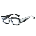 Retro-Polygon-Sonnenbrille mit markantem geometrischem Schwarz-Weiß-Farblock-Rahmen - Schwarz-Weißer Rahmen