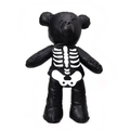 Zaino a forma di orso in pelle nera gotica con stampa scheletro e cuciture a croce - Nero