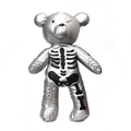 Zaino a orso argento con stampe di ossa nere e cuciture decorative in stile punk - Argento