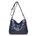 Borsa a tracolla blu navy in pelle morbida con tasche multiple e tracolla regolabile - Blu
