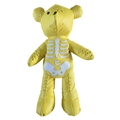 Yellow leather teddy bear backpack featuring gothic skeletal print and crossbody straps - Light Yellow