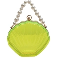 Sac à main coquillage vert fluo avec perles nacrées et fermoir à boule dorée élégant - Jaune Néon