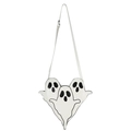 Funny ghost-shaped white PU leather crossbody bag for Halloween with adjustable strap - White