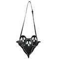 Quirky black ghost shoulder bag with white cartoon print and adjustable strap - Black