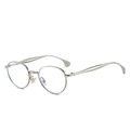Lunettes de soleil rondes en métal argenté élégantes au design rétro et minimaliste - Monture Argentée (Anti-lumière Bleue)