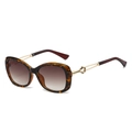 Lunettes de soleil papillon tendance motif tortue avec verres bruns dégradés - Monture Léopard Verres Dégradés Thé