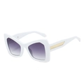 Fashionable oversized butterfly white sunglasses with grey gradient lenses and gold accents - White Frame Gradient Grey Lens