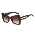 Occhiali da sole cat-eye tartarugati con lenti sfumate e aste dorate con trama intrecciata - Montatura Leopardata Lenti Sfumate Tè