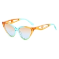 Lunettes de soleil œil-de-chat dégradées avec monture colorée et détail de perle - Monture Bleu Thé Verres Bleu Thé