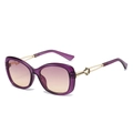 Fashionable butterfly frame sunglasses with purple gradient lenses and gold metal temples - Purple Frame Purple Yellow Lens