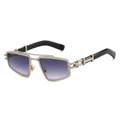 Lunettes de soleil punk à double pont avec monture métallique et verres dégradés violets - Monture Argentée Verre Gris Dégradé