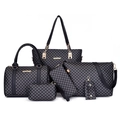 Ensemble de 6 sacs à main modernes avec tote bag et motif géométrique élégant - Noir