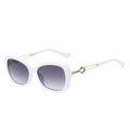 Fashion butterfly sunglasses with white frame, gold split temples and gradient purple lenses - White Frame Gradient Grey Lens