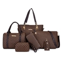 Ensemble de sacs à main 6 pièces marron foncé avec motifs géométriques et dorures - Brun Foncé