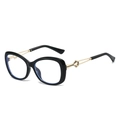 Fashionable butterfly sunglasses with black frame and golden hollow metal temples - Black Frame