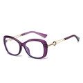 Fashionable purple butterfly sunglasses with transparent frame and golden metal temples - Purple Frame