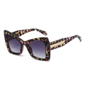 Occhiali da sole poligonali oversize con montatura tartarugata viola alla moda - Montatura Motivo Tofu Pudding Lente Grigio Sfumata