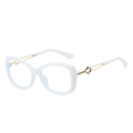 Fashion butterfly frame sunglasses with white frame and gold metal hollow temples - White Frame