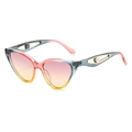 Lunettes de soleil œil de chat chic avec verres dégradés rose-jaune et perles - Monture Rose Gris Verres Rose Jaune
