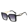 Classic square oversized sunglasses with purple gradient lenses and gold metal temples - Black Frame Gradient Gray Lens