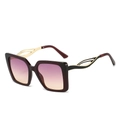 Fashionable square sunglasses with wine red frames and hollow gold metal temples - Wine Red Frame Purple Yellow Gradient Lens