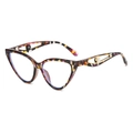 Lunettes de soleil œil de chat à monture écaille multicolore et branches en perles - Monture Léopard Violette