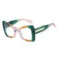 Oversized cat-eye sunglasses featuring orange, green, and pink gradient frame design - Pink Frame (Clear Lens)