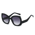 Occhiali da sole farfalla oversize alla moda con montatura nera e lenti viola sfumate - Montatura Nera Lente Grigia Sfumata