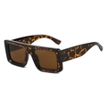 Retro zonnebril met vierkant schildpadmontuur en grote donkere glazen voor modieuze streetwear - Luipaard Frame / Theekleurige Lenzen