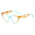 Lunettes de soleil œil de chat dégradé orange-vert avec détail perle élégant - Monture Thé Bleu
