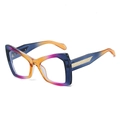 Fashion oversized square sunglasses in blue orange purple gradient with gold grid temples - Orange Frame (Clear Lens)