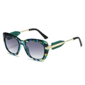 Occhiali da sole poligonali moderni con montatura tartarugata vintage e aste in metallo - Montatura Tartarugata Blu Lente Grigia Sfumata