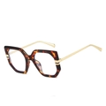 Fashionable oversized irregular tortoise shell sunglasses with slim gold metal temples - Tortoiseshell Frame