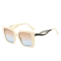Classic square oversized sunglasses in cream frame with brown to blue gradient lenses - Beige Frame Tea Blue Lens