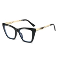 Chic oversized polygon sunglasses in black with intricate gold geometric temples - Black Frame Clear Lens