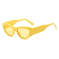 Vintage yellow cat eye sunglasses with thick geometric frames and tinted lenses - Yellow Frame Yellow Lens