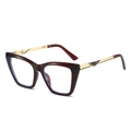 Cat eye sunglasses with dark wine red frames and gold geometric hollow temples - Wine Red Frame Clear Lens