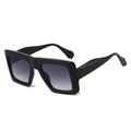 Fashionable oversized square sunglasses with black frames and purple gradient lenses - Black Frame Gradient Gray Lens