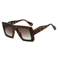 Oversized square tortoise shell sunglasses with brown gradient lenses for women - Tortoise Frame Gradient Gray Lens