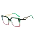 Fashionable square large frame sunglasses with green tortoiseshell and pink gradient - Leopard Pink Frame Clear Lens