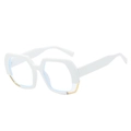 Occhiali da sole esagonali bianchi alla moda con finiture dorate e lenti anti luce blu - Montatura Bianca
