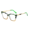 Chic tortoiseshell cat-eye sunglasses with gold hollow temples and green tips - Leopard Orange Frame Clear Lens