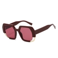Occhiali da sole geometrici oversize bordeaux con raffinati dettagli in metallo dorato - Montatura Rosso Vino Lenti Rosa