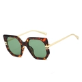 Oversized geometric sunglasses with tortoise shell frames and slim gold metal temples - Tortoise Frame Green Lens