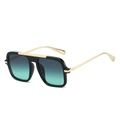 Gafas de sol estilo aviador con montura negra y lentes degradadas en azul y verde - Montura Negra Lentes Gris Verde