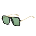 Gafas de sol de aviador cuadradas en negro y dorado con lentes verdes y puente - Montura Negra Lente Verde