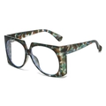Lunettes de soleil carrées oversize avec monture écaille et verres anti-lumière bleue - Monture Léopard Verte
