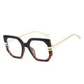 Oversized irregular sunglasses with black tortoiseshell frames and gold metal temples - Black Leopard