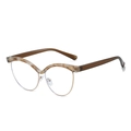 Vintage Cat-Eye-Brille mit Oberrahmen in Schildpatt-Optik und goldenem Metallrand - Blumenmuster Rahmen