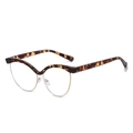 Modische Cateye-Brillenfassung in Schildpatt-Optik mit goldenem Metallrand und Blaulichtfilter - Schildpatt-Rahmen